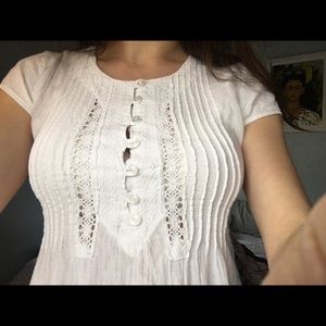 White 100% Cotton Peasant Embroidered Blouse